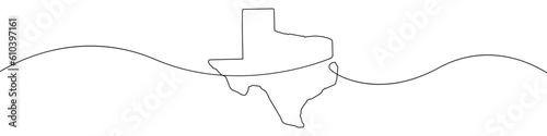 Texas state map icon line continuous drawing vector. One line Texas state map icon vector background. Texas state map icon. Continuous outline of a Texas state map icon.