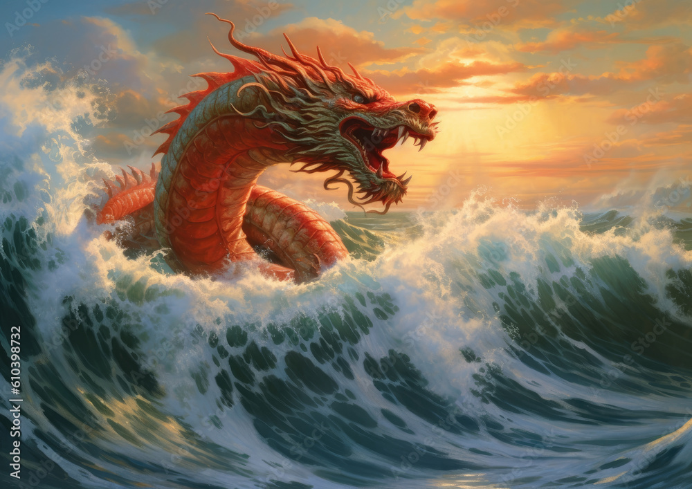 Image of the Red and Gold Chinese Dragon. The symbol of the year 2024 dragon Image of the Red and Gold Chinese Dragon. The symbol of the year 2024 dragon