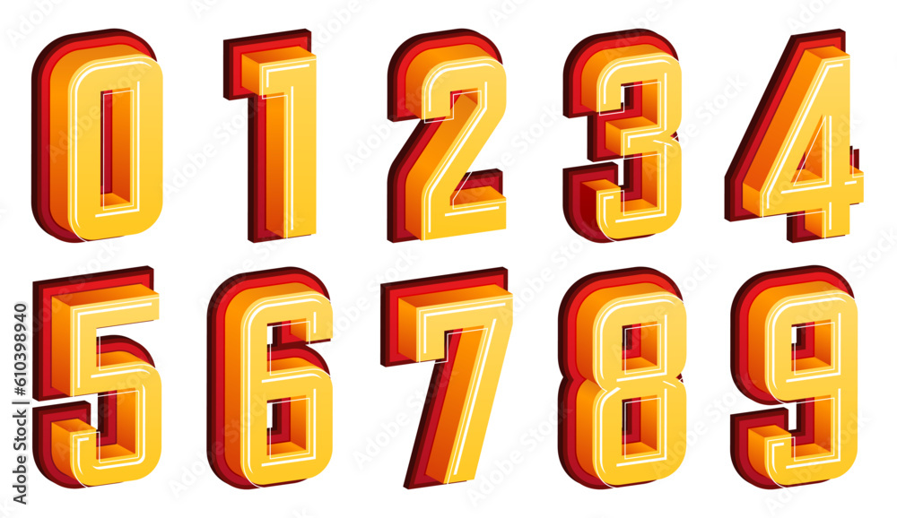 Alphabet Numbers. set of Colorful 3D Design Element Isolated Illustration Alphabet Numbers. set of Colorful 3D Design Element Isolated Illustration