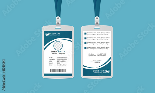 Modern Corporate and Creative ID Card Design Template Vertical Name ID Card Simple and Clean Blue White and Black Business ID Card  Vector Illustration Colorful Gradient  Design New Design