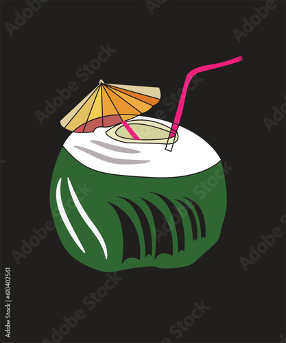 illustration of a Coconut in summer