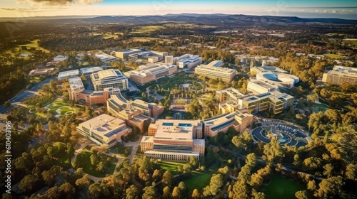 Get a bird's-eye perspective of the university's vibrant campus and facilities