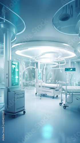 State-of-the-art hospital cathlab equipped for advanced cardiac procedures, staffed by skilled medical professionals in a sterile environment., Generative AI photo