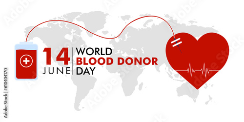 World blood donor Day 14 June, a concept that globe behind the donation of blood, vector illustration design