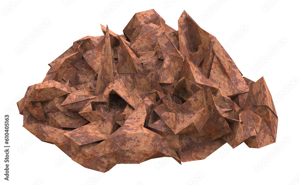 Crumpled Rusty Squashed Iron Metal Sheet 3D Rendering Crumpled Rusty Squashed Iron Metal Sheet 3D Rendering