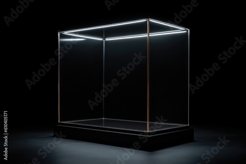 Empty glass exhibition box