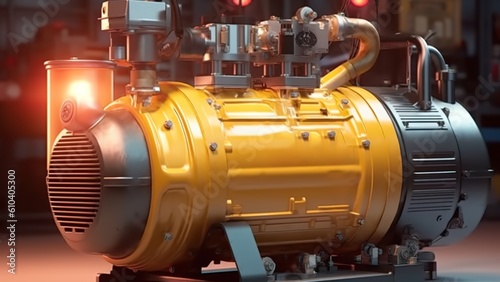 Huge industrial compressor in production. Generative AI