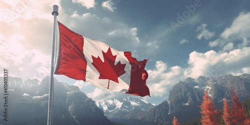 canadian flag against blue sky