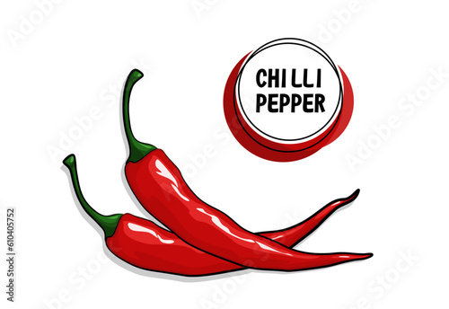 Wallpaper Mural Red chilli pepper isolated on white background