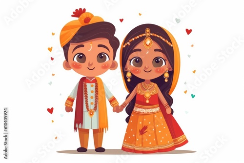 Embracing the richness of Indian culture in an illustration of a marriage couple