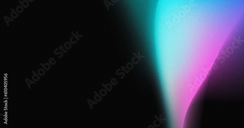 Glowing pink blue white dynamic grainy gradient wave on black banner abstract color flow noise texture dark website header poster design copy space