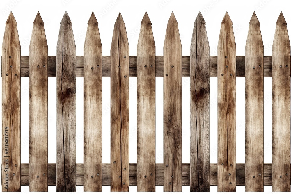 wooden fence isolated on white background. AI generated wooden fence isolated on white background. AI generated