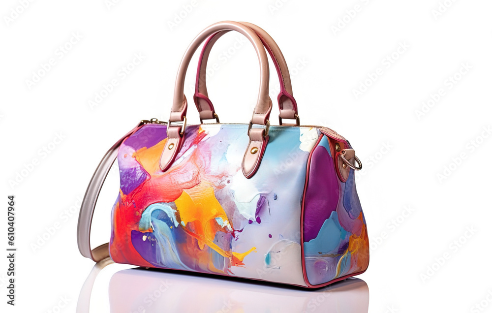 Fashionable, stylish, women's bag on a white background. Design decision. Generative AI Fashionable, stylish, women's bag on a white background. Design decision. Generative AI