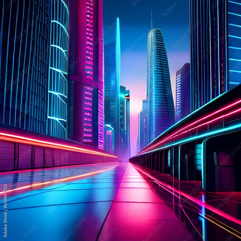 Fototapeta premium neon city at night