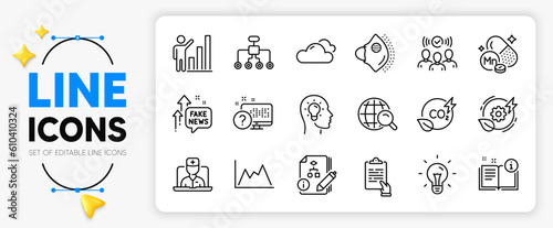 Manganese mineral, Co2 gas and Green energy line icons set for app include Manual, Diagram, Idea head outline thin icon. Medical mask, Idea, Algorithm pictogram icon. Restructuring. Vector
