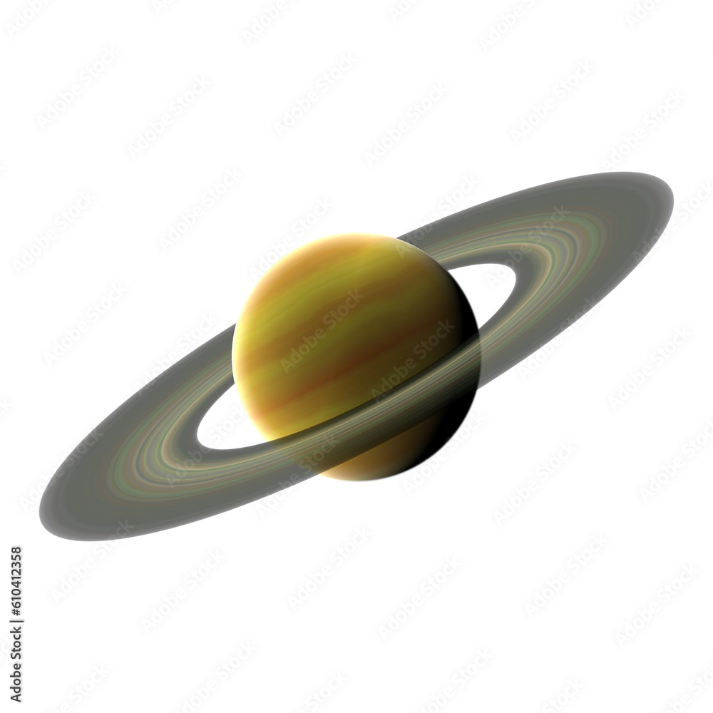 Saturn solar system ringed planet isolated illustration