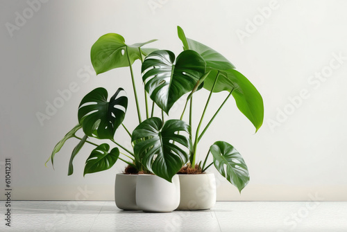 Houseplant monstera in a pot. Generative AI. High quality illustration