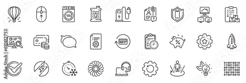 Icons pack as Consult, Augmented reality and Fan engine line icons for app include Charging station, Smartphone protection, Eco energy outline thin icon web set. Delivery report. Vector