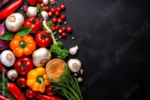 vegetables on a black background