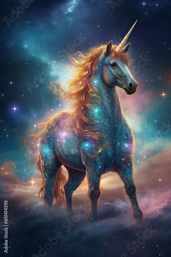 Magical cute unicorn Ai generative © Agnieszka