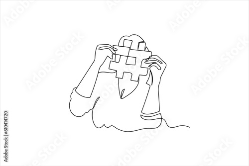 Girl  holding hashtag drawing vector illustration  © Mansoor