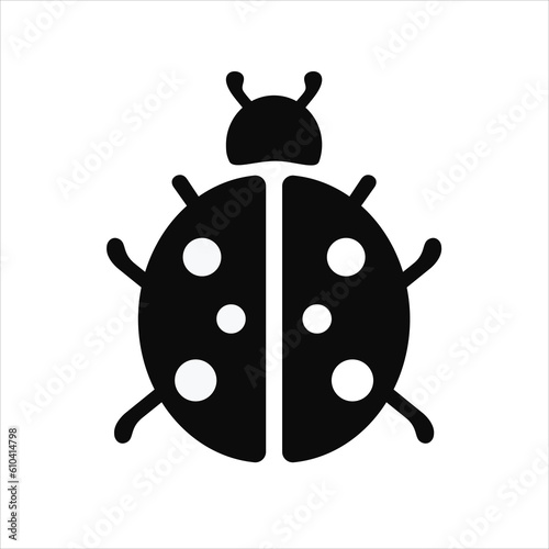 Vector black icon illustration of an insect ladybird.