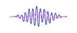 Blue and pink overlapping sound waves. Two sinusoid lines with different frequency and amplitude. Voice or music audio samples. Electronic radio signal and impulse graphics. Vector