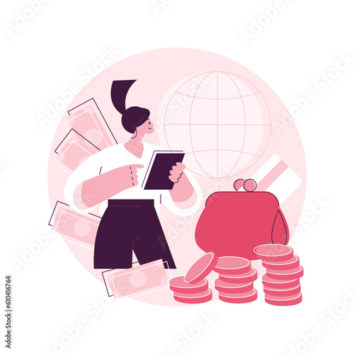 Fees and funding abstract concept vector illustration. Service cost, subscription fees, funding option, payment information, website menu bar, price list, company page UI abstract metaphor.