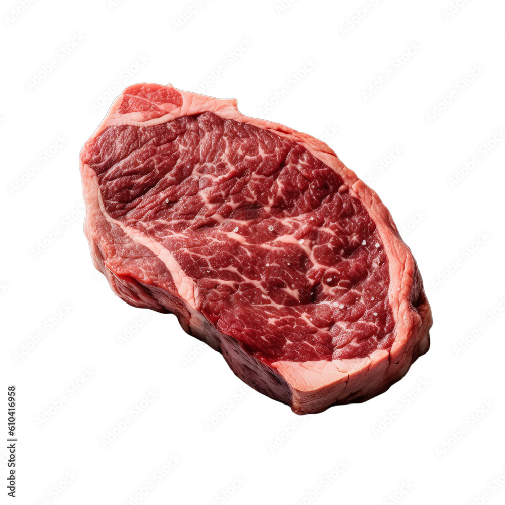 Raw meat or steak isolated on a transparent background, Generative AI
