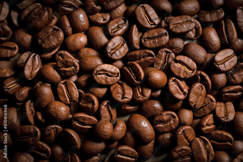 Many coffee beans. Generative AI illustration Many coffee beans. Generative AI illustration
