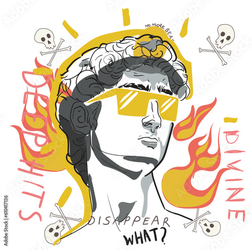 vector graphic design for t-shirt, man illustration with slogan, boys fashion trend