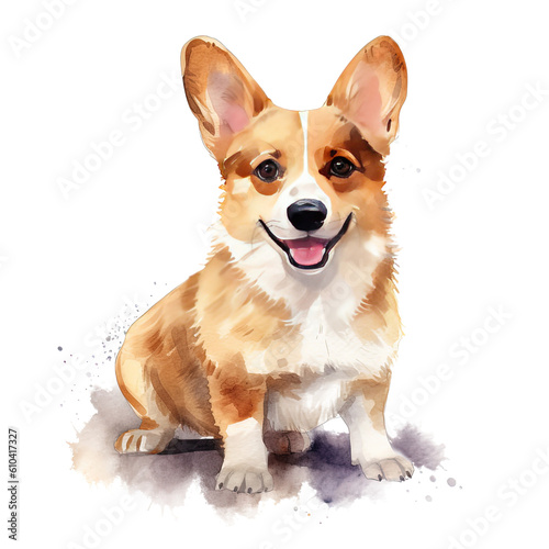 Cute corgi dog. Illustration AI Generative.