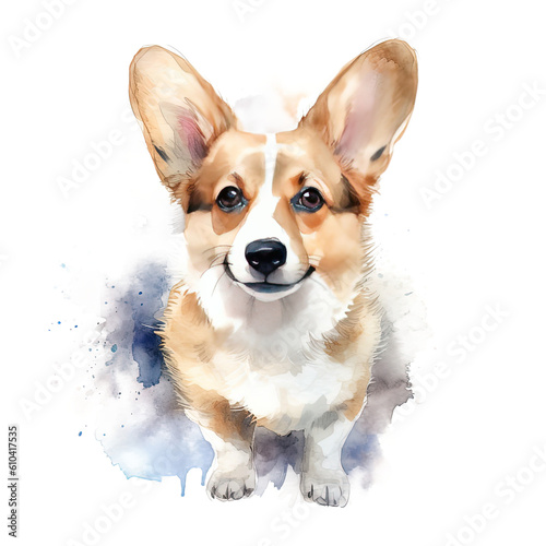 Cute corgi dog. Illustration AI Generative.