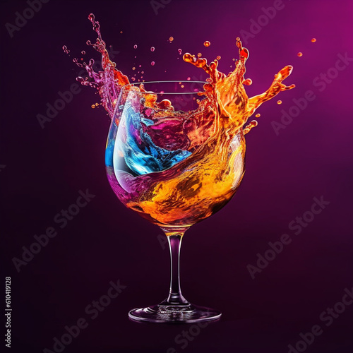 Captivating Wine Glass Painting on White Background