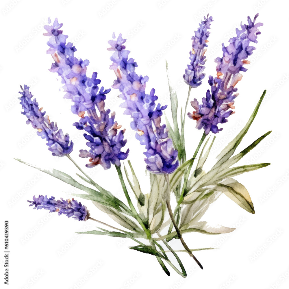 Fototapeta premium Lavender flowers isolated. Illustration AI Generative.