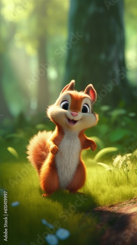 3d illustration of a squirrel in the woods ai generative © ME_Photography