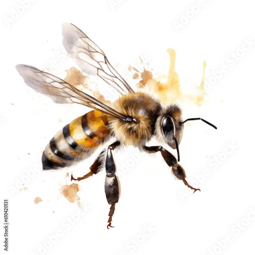 Honey bee isolated. Illustration AI Generative.