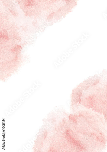 Watercolor template. Hand-drawn pink watercolor splashes on a white background. Perfect for save the date, wedding invitations, postcards, banners, logo