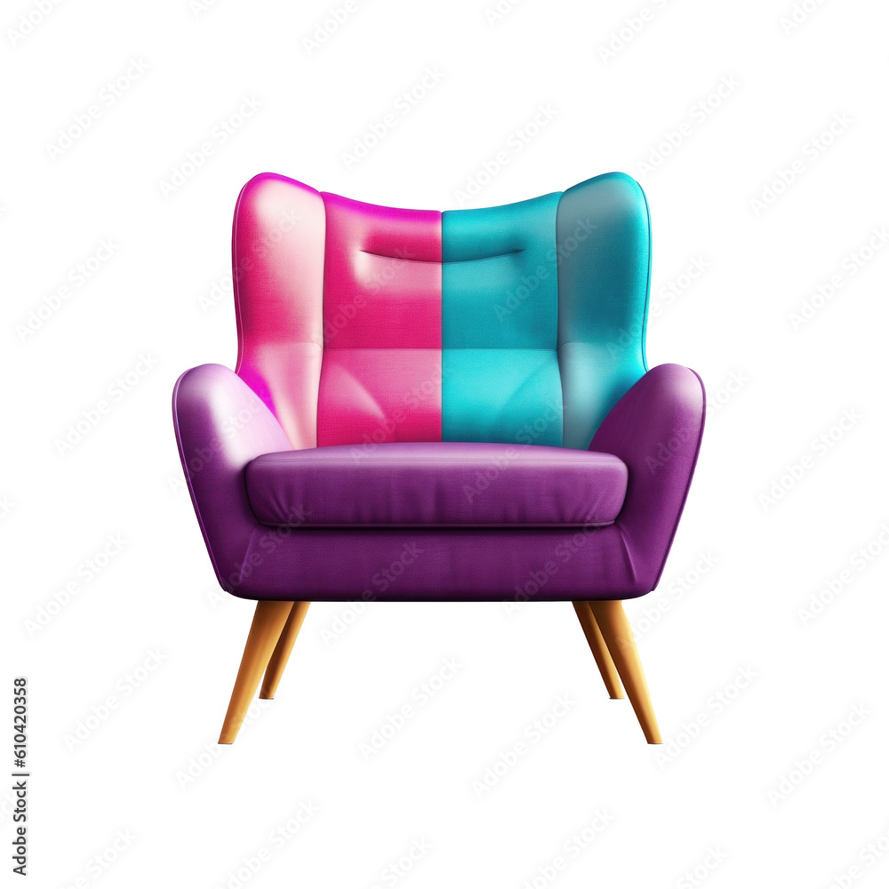 Naklejka premium Modern vivid armchair isolated. Illustration AI Generative.