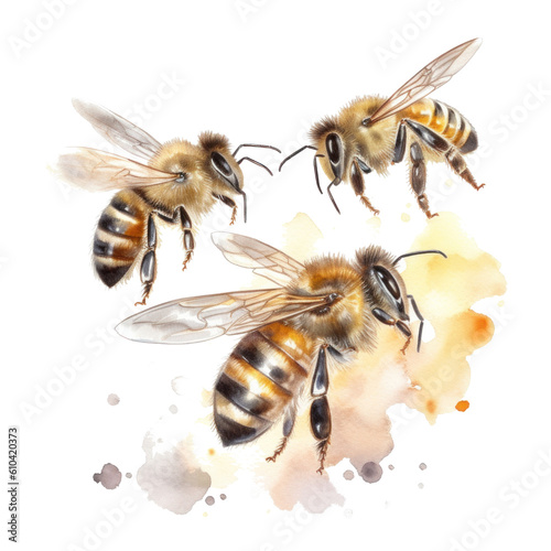 Honey bee isolated. Illustration AI Generative.