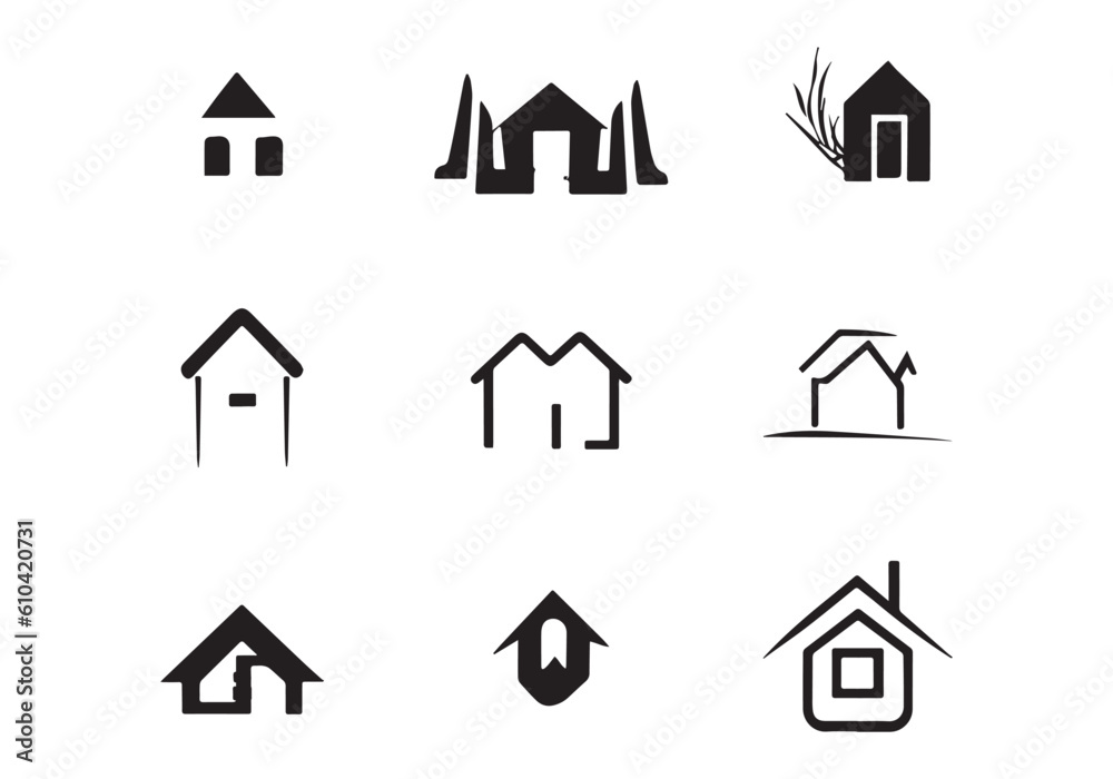 minimal style and beautiful house LOGO design illustration minimal style and beautiful house LOGO design illustration