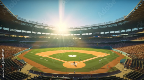 Professional baseball grand arena in the sunlight Generative AI