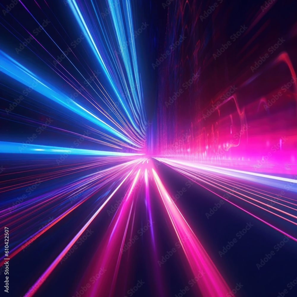 Dark room lit up with two neon lights, in the style of conceptual digital art, Illustration AI Generative. Dark room lit up with two neon lights, in the style of conceptual digital art, Illustration AI Generative.