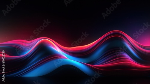 3d light wave with lights, in the style of dark sky-blue and crimson, speed a...