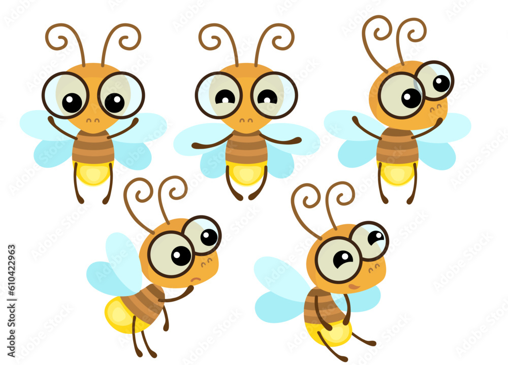 Obraz premium Illustration of a funny firefly in a cartoon style