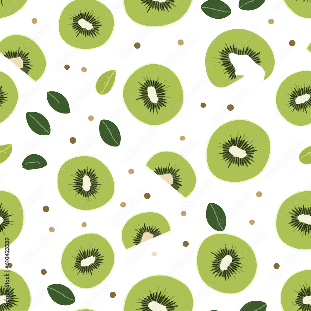 Kiwi seamless patterns, minimal style with Generative AI technology Kiwi seamless patterns, minimal style with Generative AI technology
