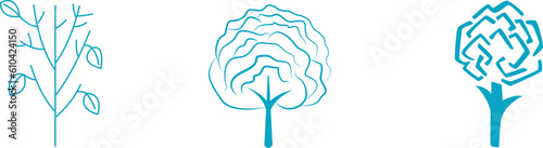 plant and flower icons, roses and trees