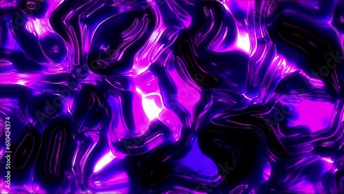 4K Loop of Abstract Moving Holographic Waves Background. 3D Render of Wavy Surface, Animation Neon Colors Texture Ripples for party background.