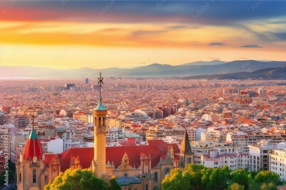 Barcelona Spain romantic holiday destination, generative artificial intelligence
