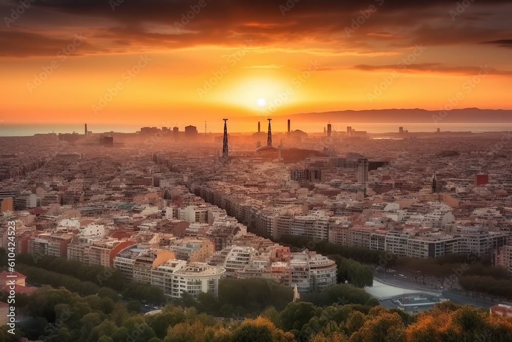 Barcelona Spain romantic holiday destination, generative artificial intelligence
